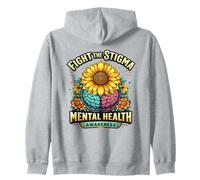 Lucha contra el estigma Concientización sobre la Salud Mental Girasol Sudadera con Capucha