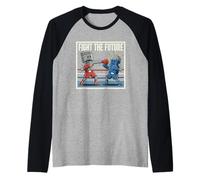 Lucha contra el Futuro Pistón Vs Batería Boxeo Match Humor Coche Camiseta Manga Raglan
