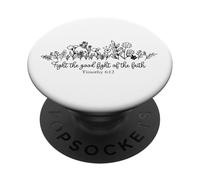 Lucha contra la Buena Batalla Los Hombres y Mujeres Cristianos aman a Dios y Jesús PopSockets PopGrip Adhesivo