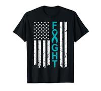 Lucha contra sobreviviente de cáncer de Conciencia ovárica con Bandera Estadounidense de EE. UU Camiseta