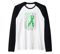 Lucha contra sobreviviente de cáncer de Linfoma Cáncer de Linfoma de Bandera Estadounidense Camiseta Manga Raglan