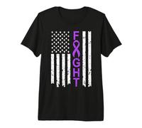 Lucha contra sobreviviente de Conciencia sobre la fibromialgia con Bandera Estadounidense Camiseta Premium