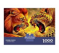 Lucha Entre león y Leopardo 1000 Piezas Puzzle Puzzle Premium, Cartón Extra Grueso - Favorito De Coleccionistas, Relajación, Regalo Genial para Viajes O Fiestas 52x38cm/1000pcs