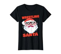 Lucha Libre Santa Funny Christmas Wrestler Camiseta gráfica económica, Mujer, Negro, L