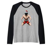 Luchador Tradicional De Muay Thai Guerrero Arrodillado Camiseta Manga Raglan