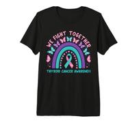 Luchamos Juntos Concientización sobre el cáncer de tiroides Boho Rainbow Camiseta Premium