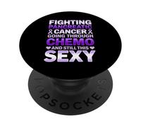 Luchando contra el cáncer de páncreas Chemo Sobreviviente Guerrero Sexy PopSockets PopGrip Adhesivo