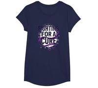 Luchando por una Cura: Defensor de la concienciación sobre el Alzheimer Camiseta, Niñas, Azul Marino, Mediano
