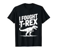 Luché contra un Amante Divertido de los Dinosaurios de T-Rex Camiseta gráfica económica, Hombre, Negro, L