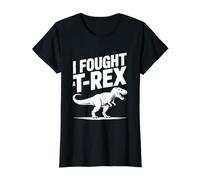 Luché contra un Amante Divertido de los Dinosaurios de T-Rex Camiseta gráfica económica, Mujer, Negro, XS