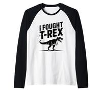 Luché contra un Amante Divertido de los Dinosaurios de T-Rex Camiseta Manga Raglan