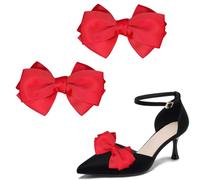 luchike 2 pinzas rojas para zapatos de Navidad, decoración de tacones de gatito, accesorios de tacones de playa, Talla única, Algodón, No es una piedra preciosa