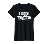 Lucho contra la Autoridad Camiseta gráfica económica, Mujer, Negro, XL