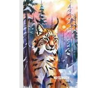 Luchs Notizbuch: A5 liniertes Heft (6x9) - 100 Seiten - Geschenk für Naturfreunde - Wildkatze Wald Journal