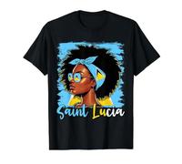 Lucian Girl Santa Lucía Bandera Orgullosa St Lucian Mujer Camiseta gráfica económica, Hombre, Negro, M