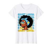 Lucian Girl Santa Lucía Bandera Orgullosa St Lucian Mujer Camiseta gráfica económica, Mujer, Blanco, L