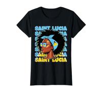 Lucian Girl Santa Lucía Bandera Orgullosa St Lucian Mujer Camiseta gráfica económica, Mujer, Negro, M