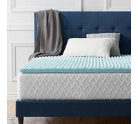 LUCID Cubrecolchón de Espuma viscoelástica para Cama de Matrimonio (135 x 190 cm), Estilo Caja de Huevos, infusión de Gel, 5 cm de Grosor, Color Azul
