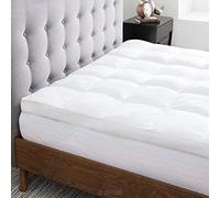 LUCID Topper para cama US Queen ultrasuave de microfibra, Sobrecolchon acolchado, Grosor 7,5 cm, Funda de percal de algodón suave y transpirable, Oeko-Tex