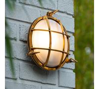 Lucide Aplique de exterior Dudley, plano/redondo, latón