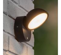 Lucide Aplique de pared LED Finn, negro, IP54, sensor día/noche EC:EPREL:1858656