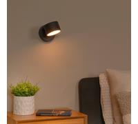Lucide Aplique de pared LED Gian, negra, ancho 11 cm, metal EC:EPREL:2150193