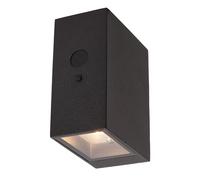 Lucide Bolton - Lámpara de pared solar para exteriores, LED, 2850 K/3150 K, IP54, sensor día/noche, color negro