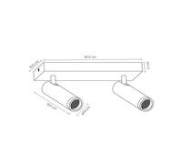 Lucide Downlight Grado, longitud 25 cm, color topo, metal, 2 luces.