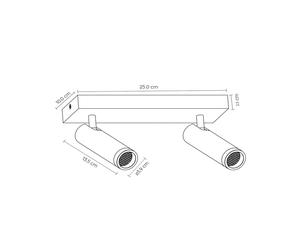 Lucide Downlight Grado, longitud 25 cm, color topo, metal, 2 luces.