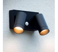 Lucide Foco de pared para exterior Taylor Sensor, 2 luces negro