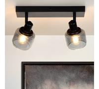 Lucide Foco de techo Bjorn, 2 luces, negro/gris humo