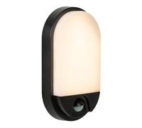 LUCIDE HUPS IR - Lámpara de pared Dentro/Fuera - LED - 1x10W 3000K - IP54 - Sensor movimiento & día/noche - Negro