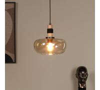 Lucide Ilona lámpara colgante, cristal, Ø 30 cm, negro/ámbar, 1 luz