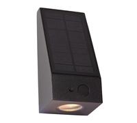 Lucide Irwin - Lámpara de pared para exteriores, solar, LED, 2850 K/3150 K, IP54, sensor día/noche, color negro