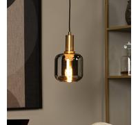 Lucide Joanet lámpara colgante, Ø 16 cm, 1 luz, cristal, negro