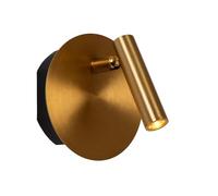 LUCIDE JOLIJN - Lámpara de cama recargable/lámpara de pared - batería/batería - diámetro de 10,2 cm - LED - 1 x 2 W 3000 K - Magnético - Oro mate/latón