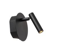 LUCIDE JOLIJN - Lámpara de pared recargable para cama, batería, diámetro de 10,2 cm, LED, 1 x 2 W, 3000 K, magnética, color negro