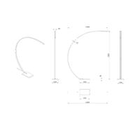 Lucide Lámpara arqueada Curve LED, dorado mate, 2700 K, altura 192, atenuable EC:EPREL:1840945
