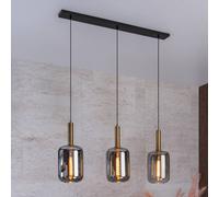 Lucide Lámpara colgante Joanet con vidrio humo, 3 luces