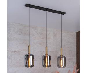 Lucide Lámpara colgante Joanet con vidrio humo, 3 luces