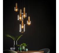 Lucide Lámpara colgante Joanet con vidrio humo, 5 luces