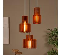 Lucide Lámpara colgante Rollo, terracota, Ø 50 cm, tela/metal, 3 luces.