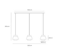 Lucide Lámpara colgante Tribute, 3 luces, lineal, textil, beige
