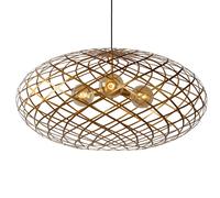 Lucide Lámpara colgante Wolfram, pantalla oval 100 cm oro True