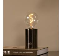 Lucide Lámpara de mesa recargable Vivo, negro-cromo, altura 22 cm, metal