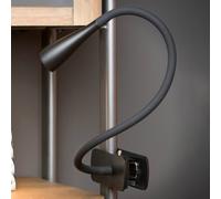 Lucide Lámpara de pinza LED Zozy, negra, 3-StepDim, brazo flexible EC:EPREL:828314