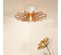 Lucide Lámpara de techo Zidane 45 cm blanca con elementos de madera