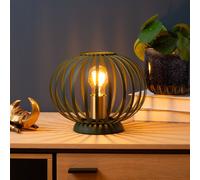 Lucide Lámpara mesa Manuela pantalla de jaula, verde/oro
