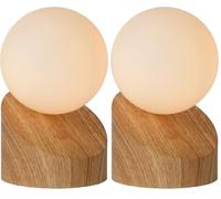 LUCIDE LEN - Lámpara de mesa - Ø 10 cm - 1xG9 - Madera ligera (Paquete de 2)