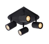 LUCIDE LENNERT - Foco de techo Baño - LED Regul. - GU10-4x5W 3000K - IP44 - Negro